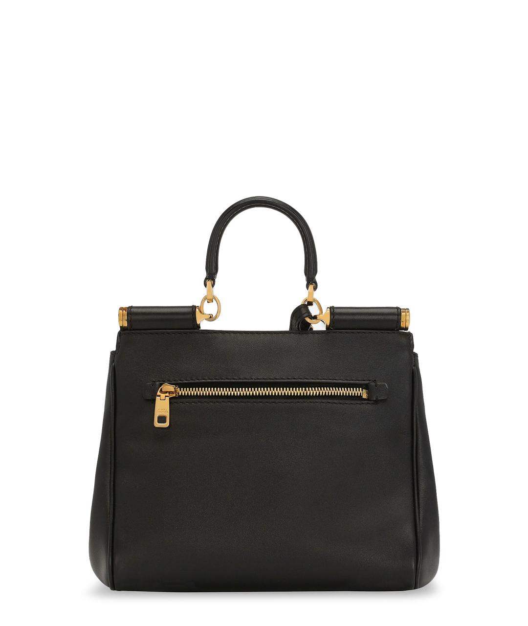 DOLCE&GABBANA Черная кожаная сумка тоут, фото 2