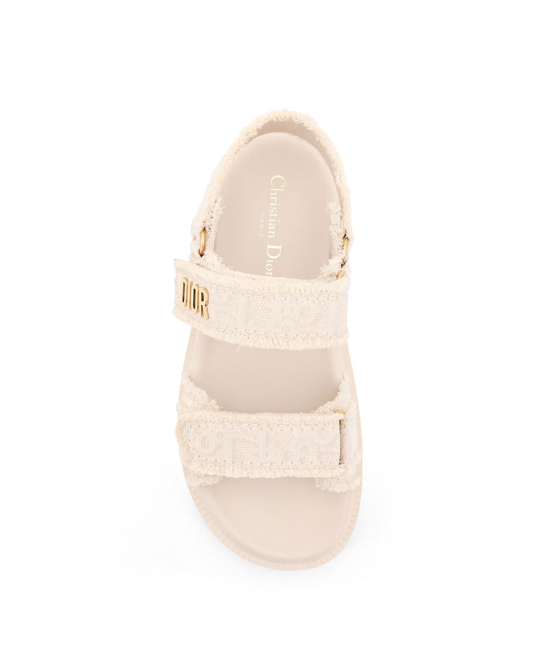 CHRISTIAN DIOR Бежевые текстильные сандалии, фото 5