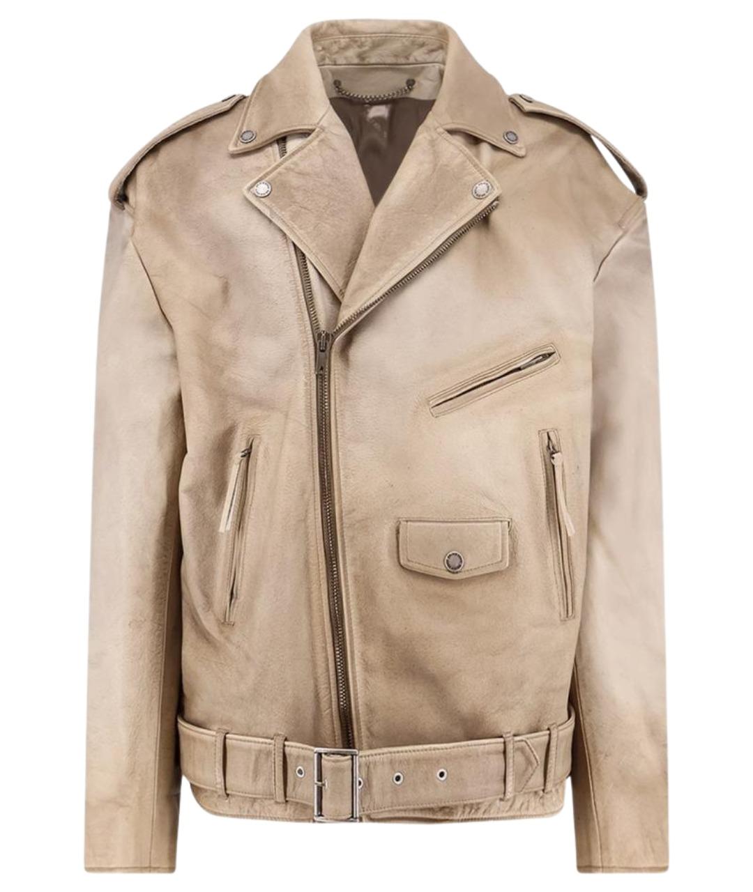 GOLDEN GOOSE DELUXE BRAND Бежевая кожаная куртка, фото 1
