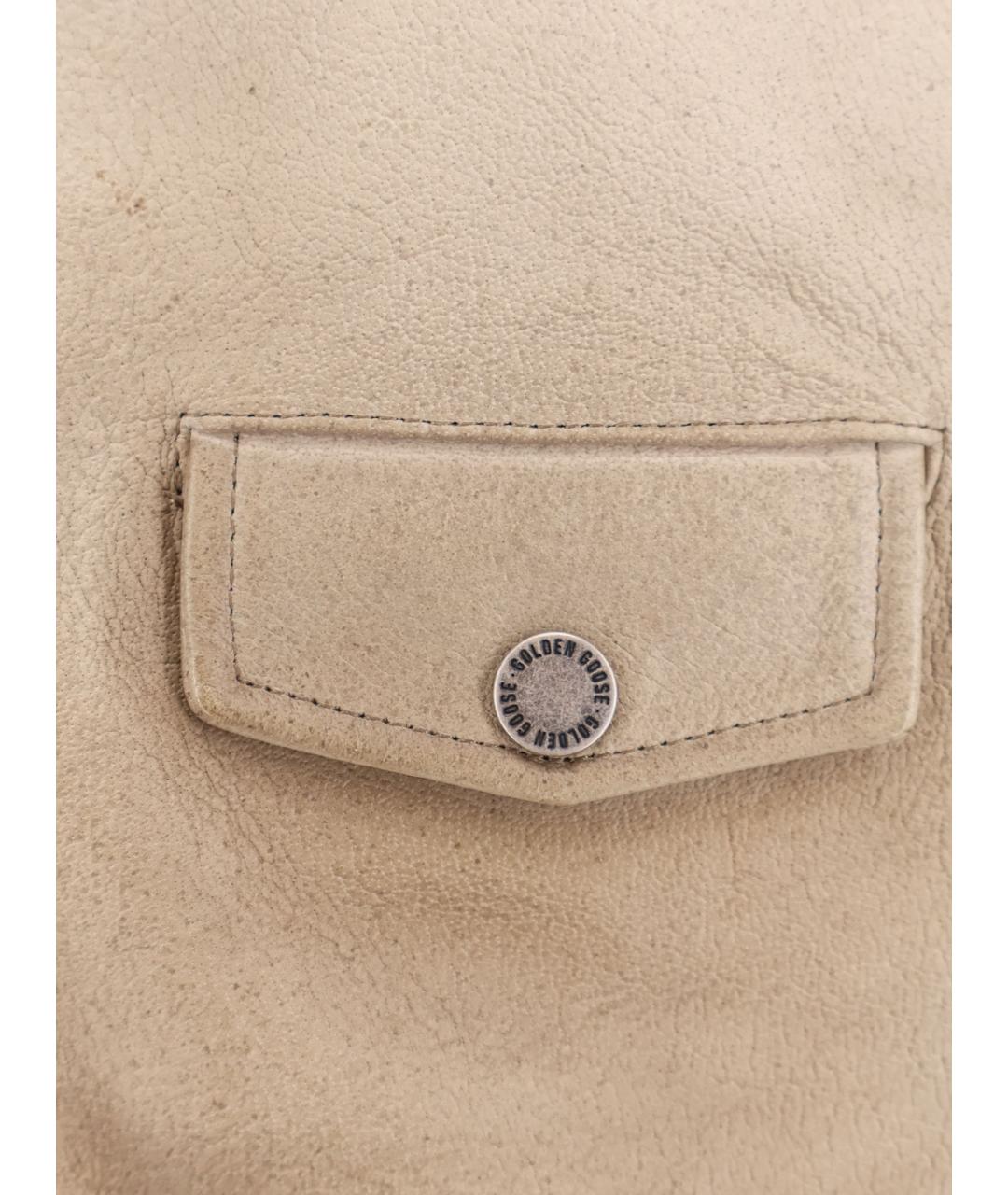 GOLDEN GOOSE DELUXE BRAND Бежевая кожаная куртка, фото 3