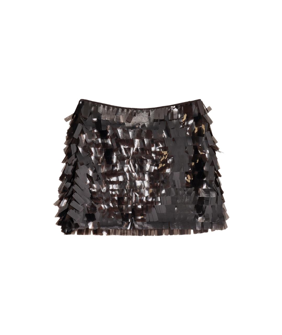 STAUD Коричневая полиэстеровая юбка мини, фото 1