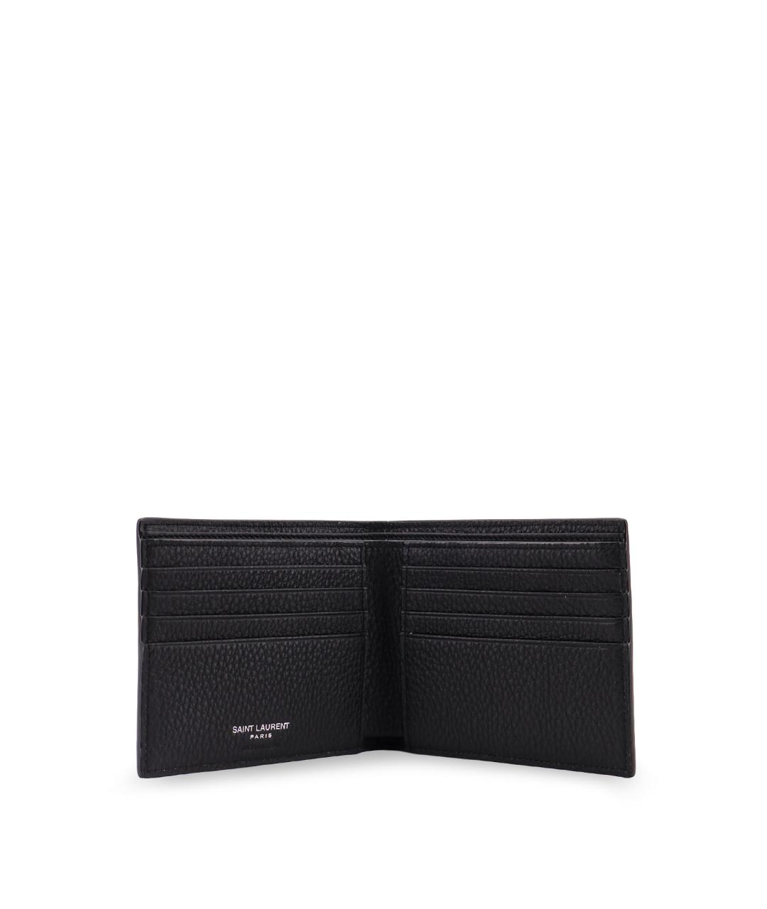 SAINT LAURENT Черный кожаный кошелек, фото 3