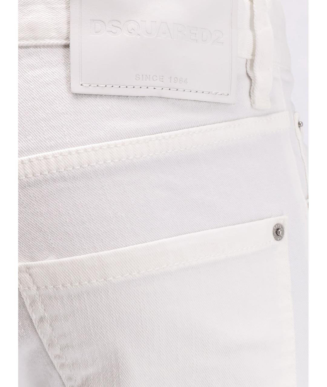 DSQUARED2 Белые хлопко-эластановые джинсы скинни, фото 3
