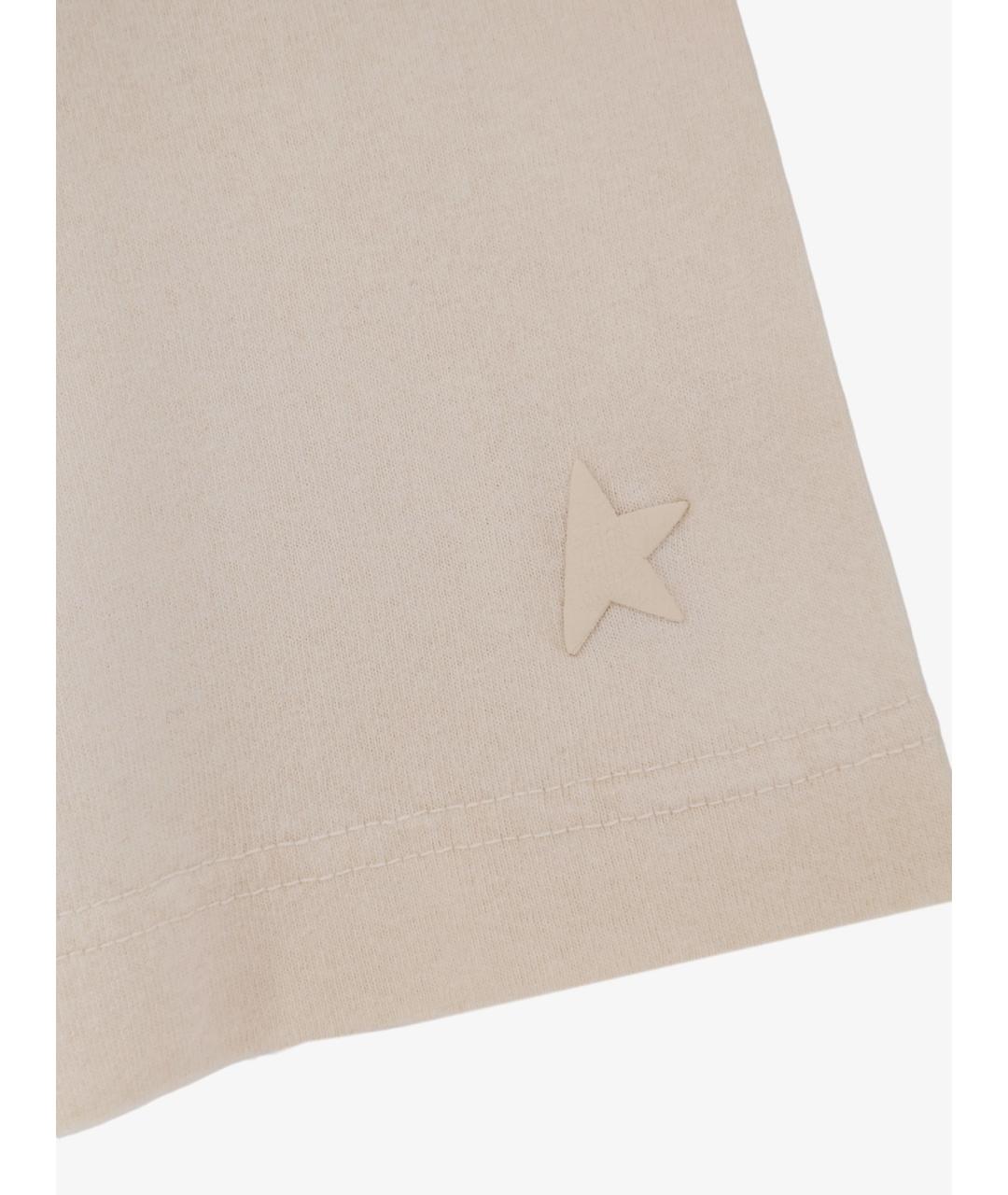 GOLDEN GOOSE DELUXE BRAND Бежевая хлопковая футболка, фото 3