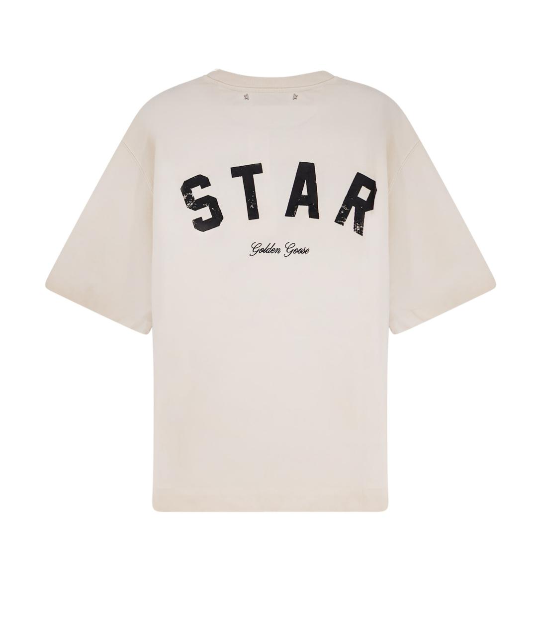 GOLDEN GOOSE DELUXE BRAND Бежевая хлопковая футболка, фото 2