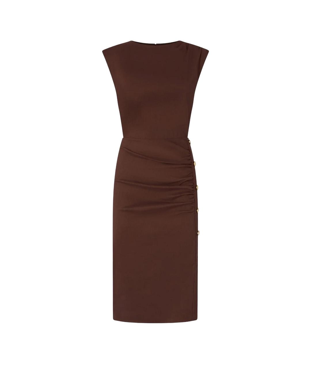 PINKO Коричневое вискозное вечернее платье, фото 1