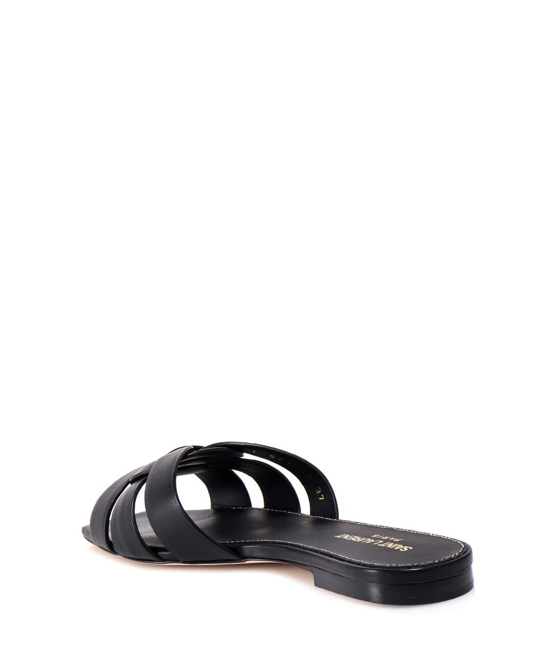 SAINT LAURENT Черные кожаные шлепанцы, фото 3