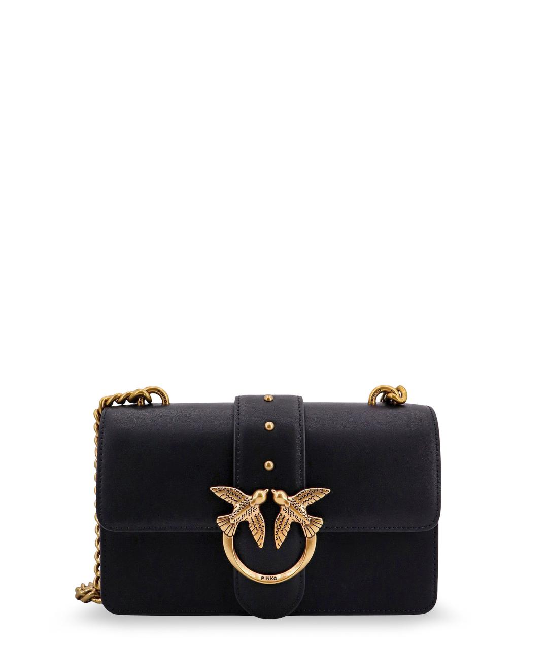 PINKO Черная кожаная сумка через плечо, фото 1