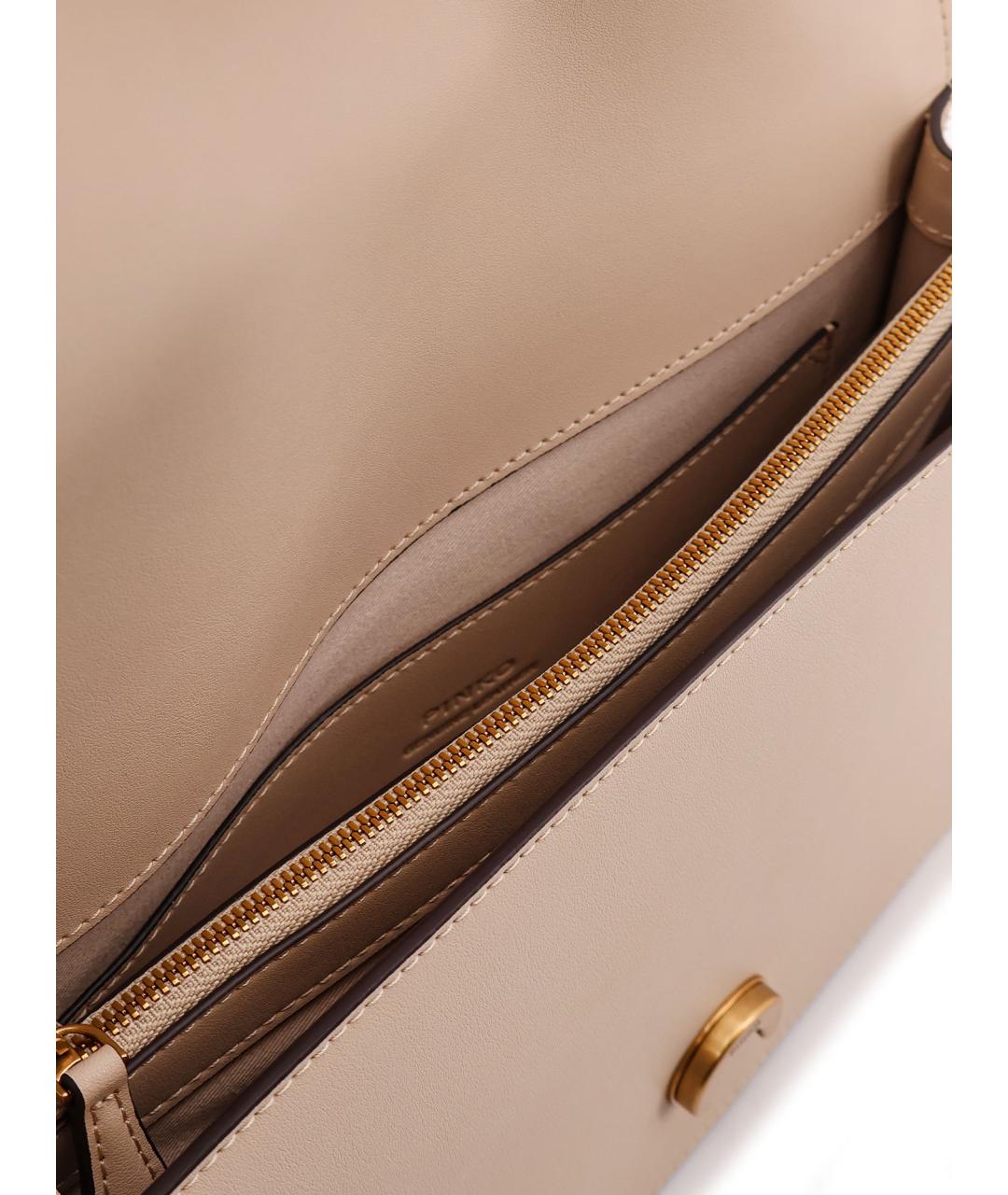 PINKO Бежевая кожаная сумка через плечо, фото 4