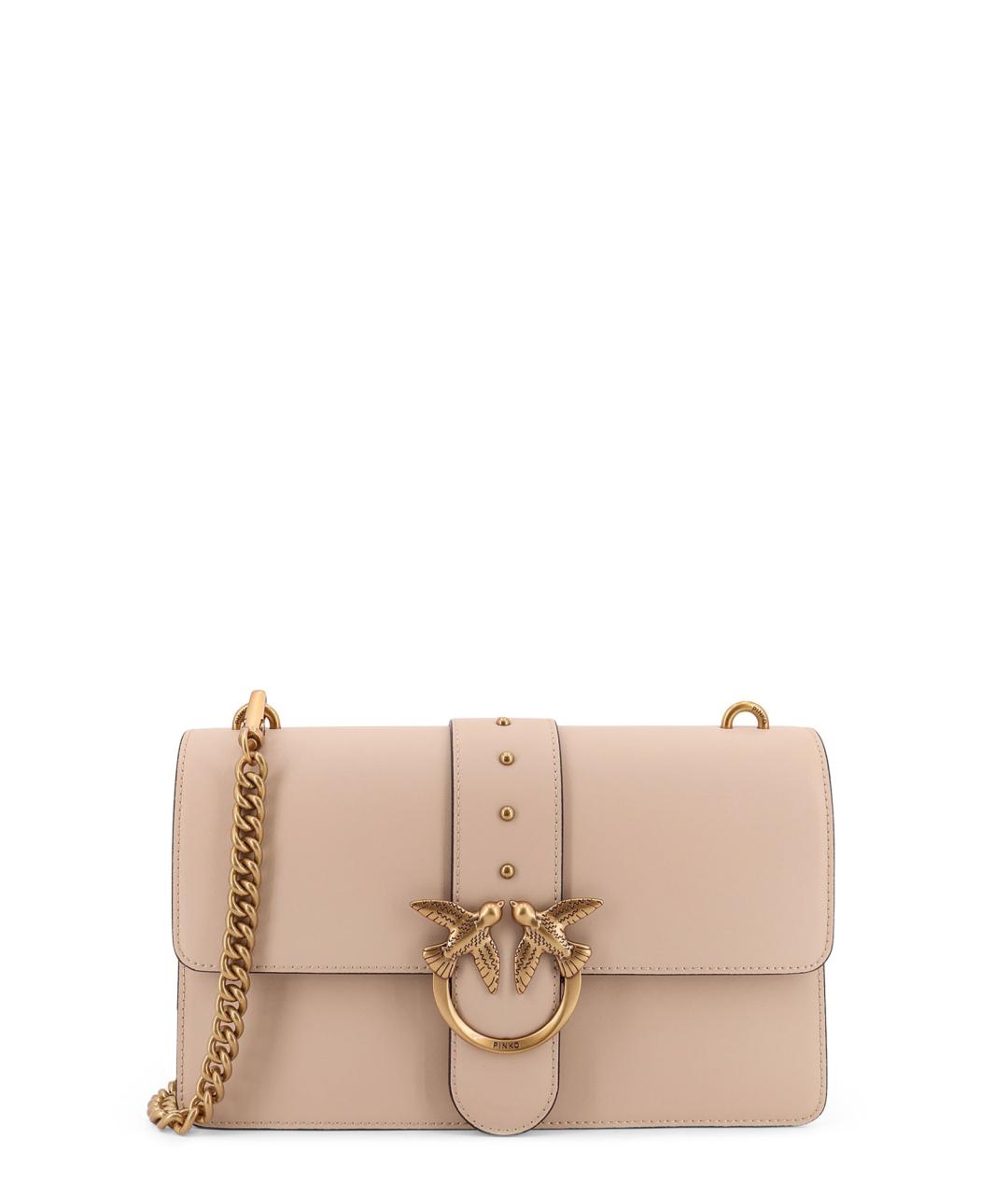 PINKO Бежевая кожаная сумка через плечо, фото 1