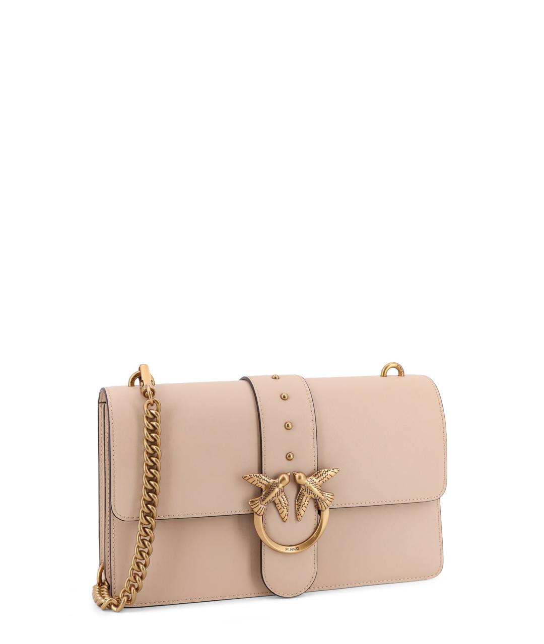 PINKO Бежевая кожаная сумка через плечо, фото 3