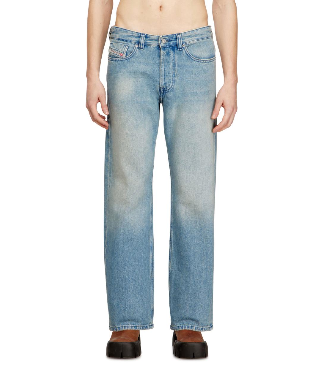 DIESEL Голубые хлопковые прямые джинсы, фото 2