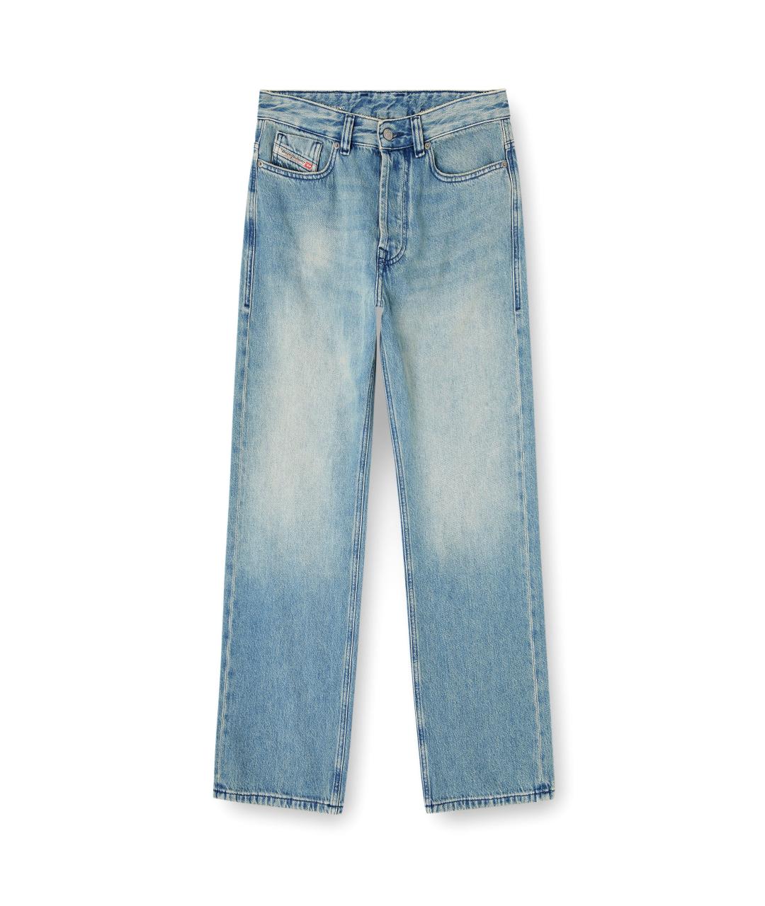 DIESEL Голубые хлопковые прямые джинсы, фото 4