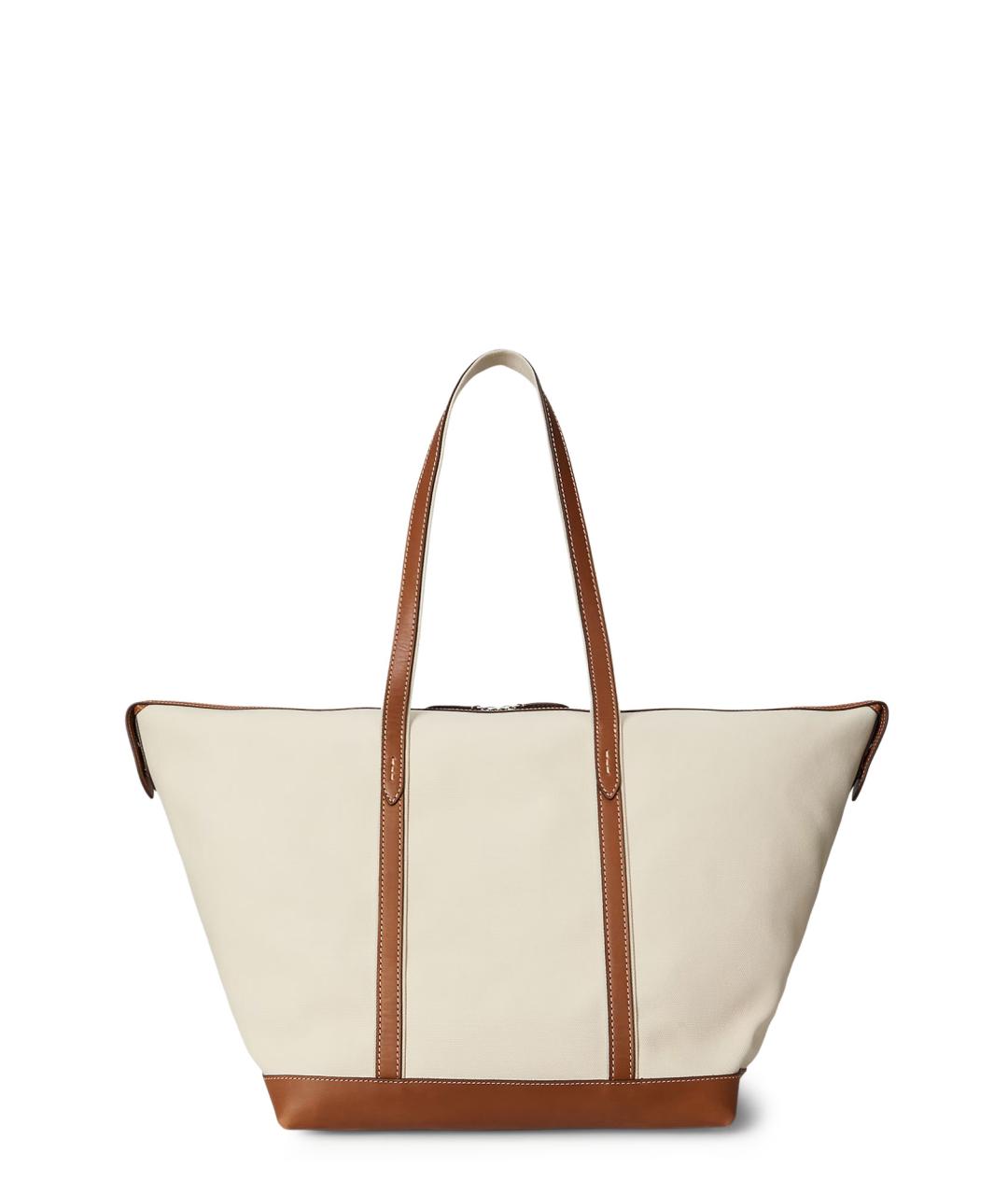 POLO RALPH LAUREN Бежевая тканевая сумка тоут, фото 2