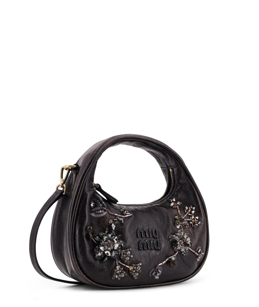 MIU MIU Коричневая кожаная сумка с короткими ручками, фото 3