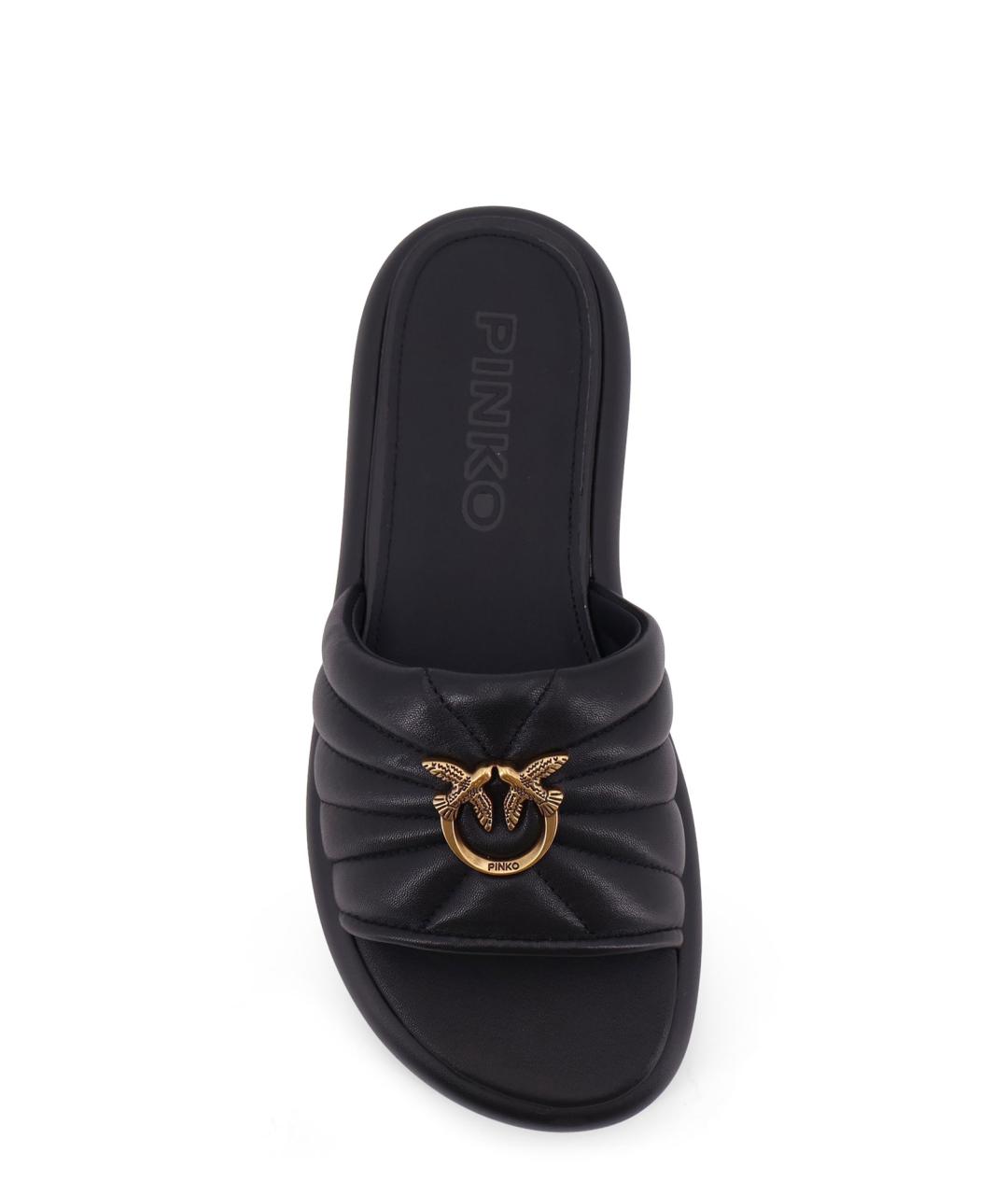 PINKO Черные кожаные шлепанцы, фото 4
