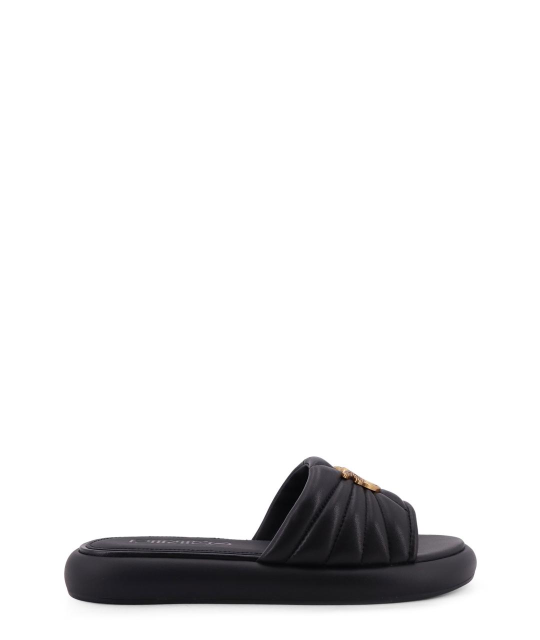 PINKO Черные кожаные шлепанцы, фото 1