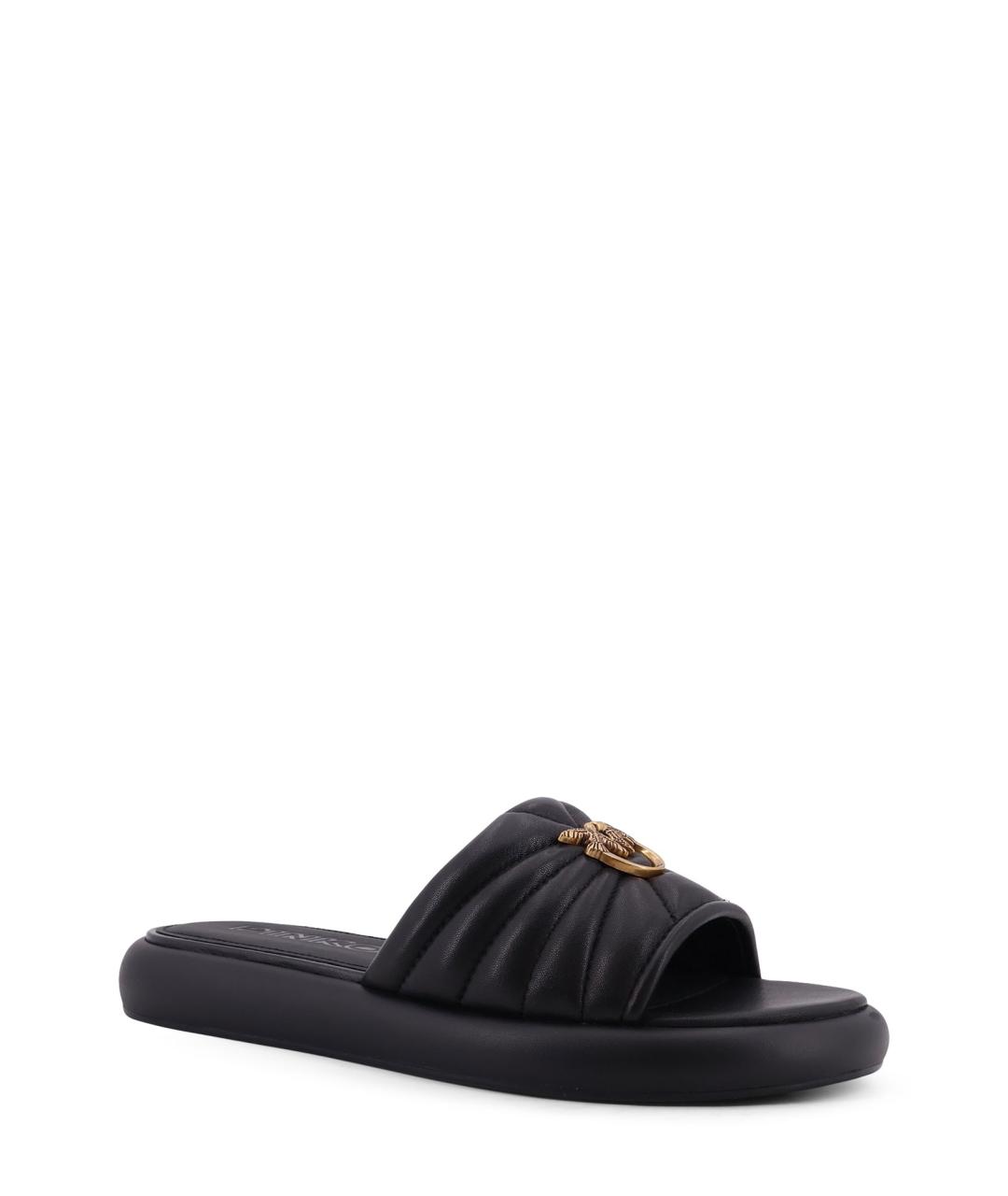 PINKO Черные кожаные шлепанцы, фото 2