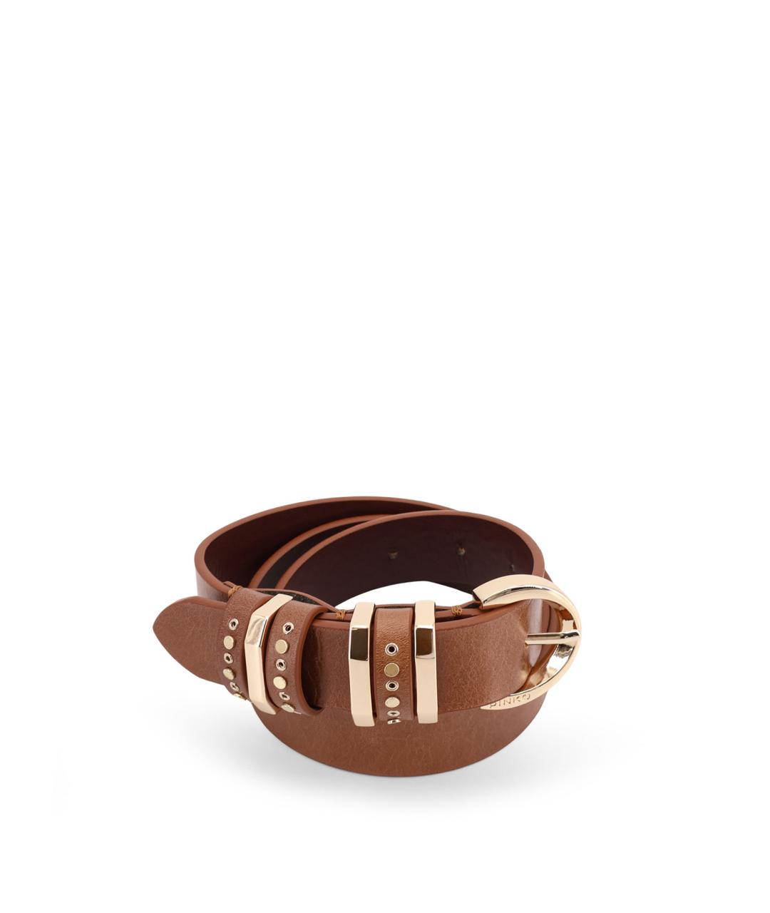 PINKO Коричневый кожаный ремень, фото 3