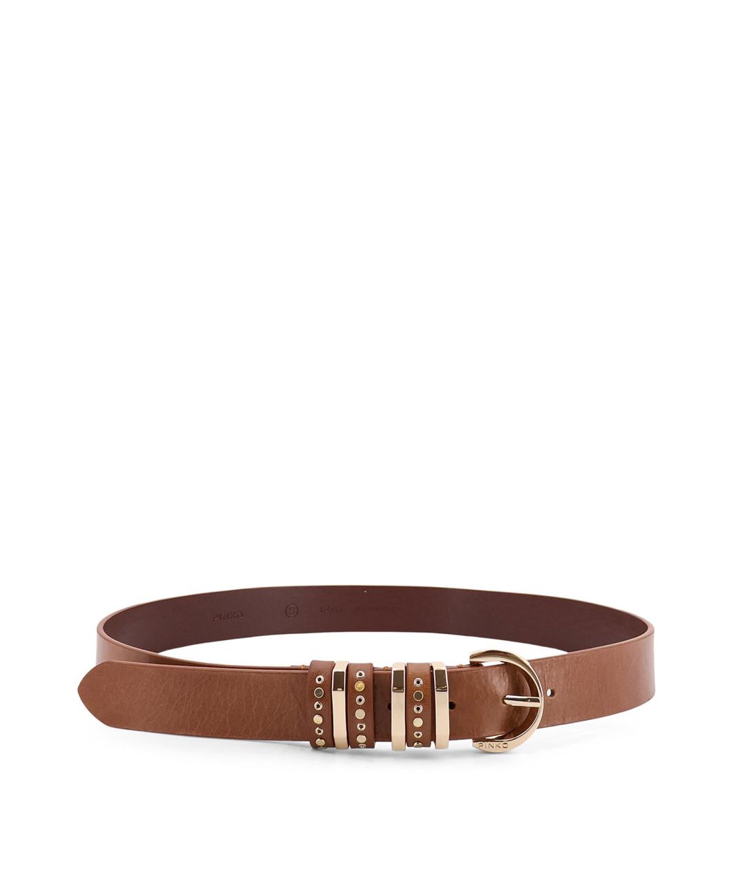 PINKO Коричневый кожаный ремень, фото 1
