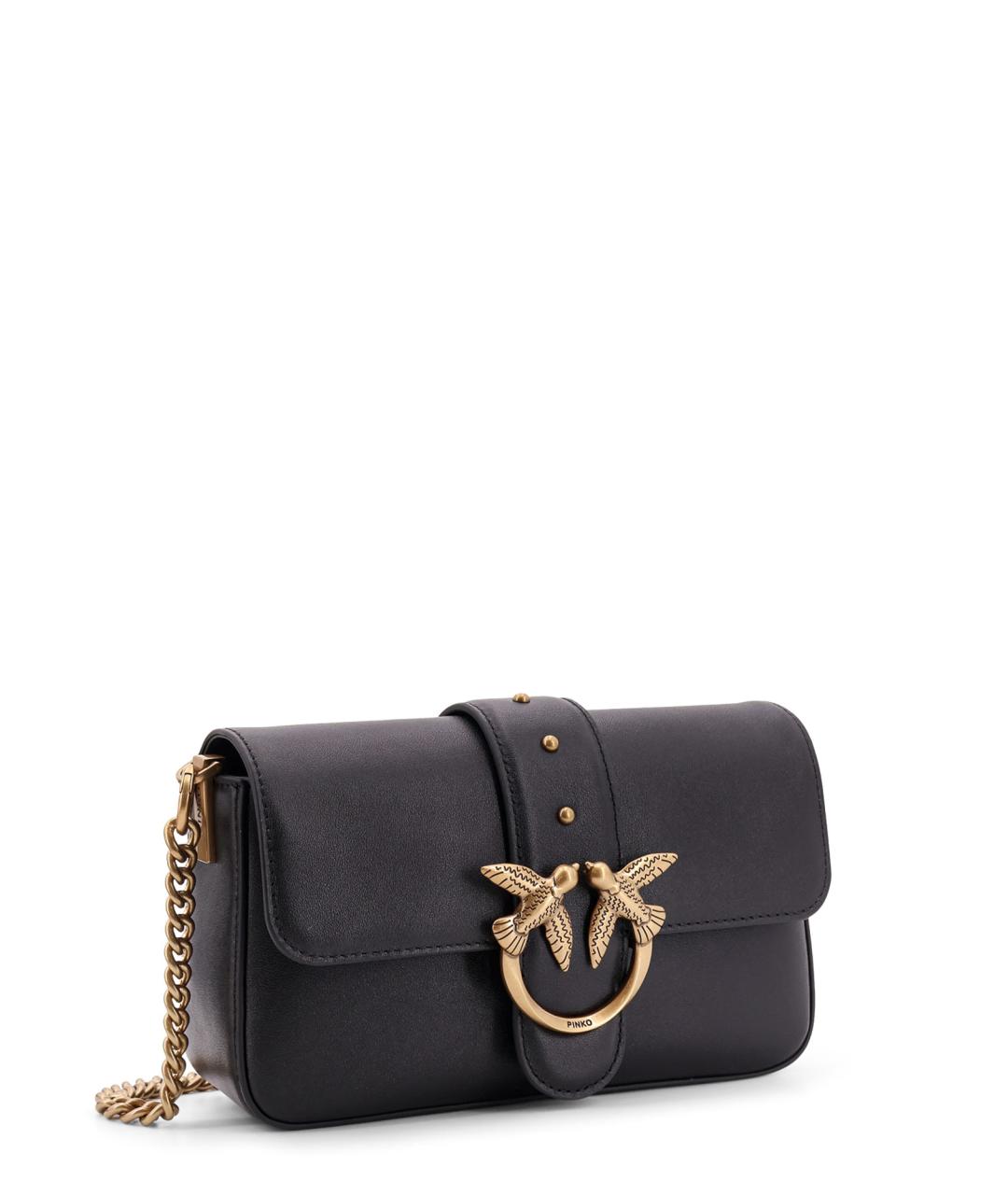 PINKO Черная кожаная сумка через плечо, фото 3