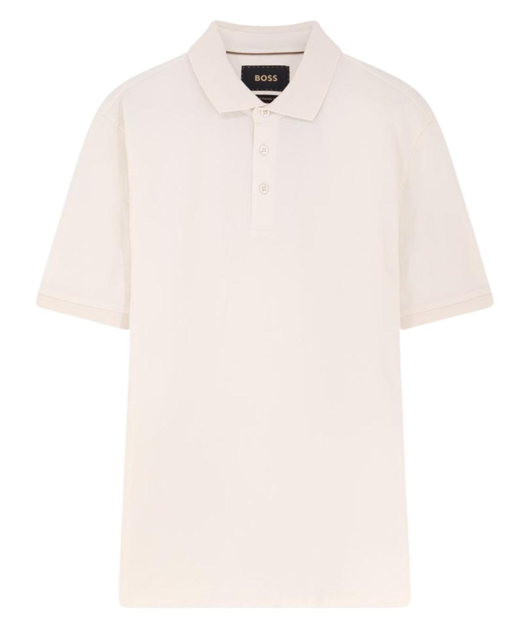 HUGO BOSS Бежевое хлопковое поло с коротким рукавом, фото 1