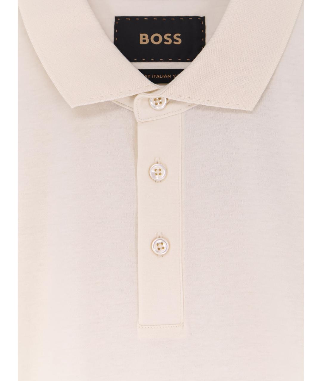 HUGO BOSS Бежевое хлопковое поло с коротким рукавом, фото 3