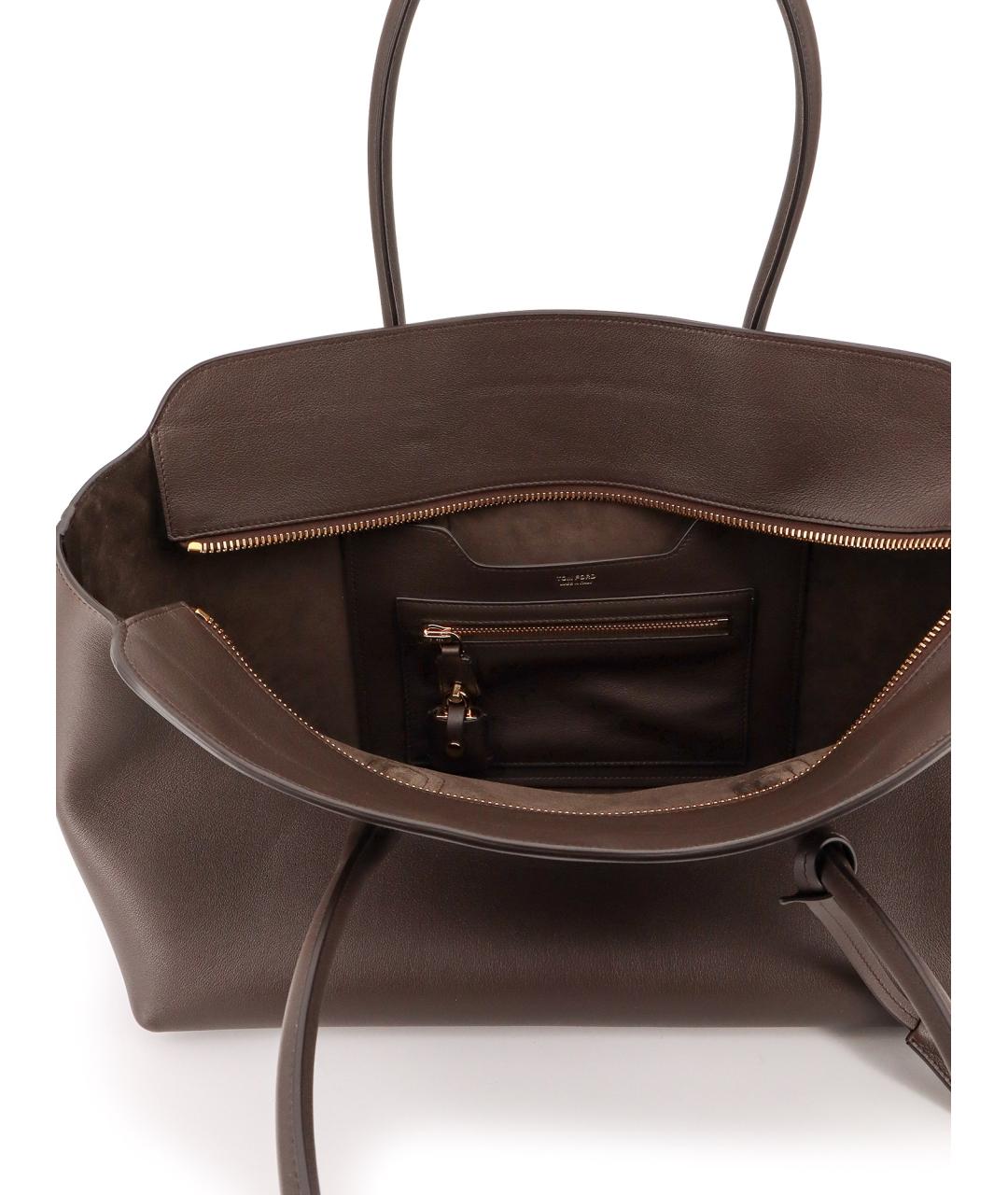 TOM FORD Коричневая кожаная сумка тоут, фото 5