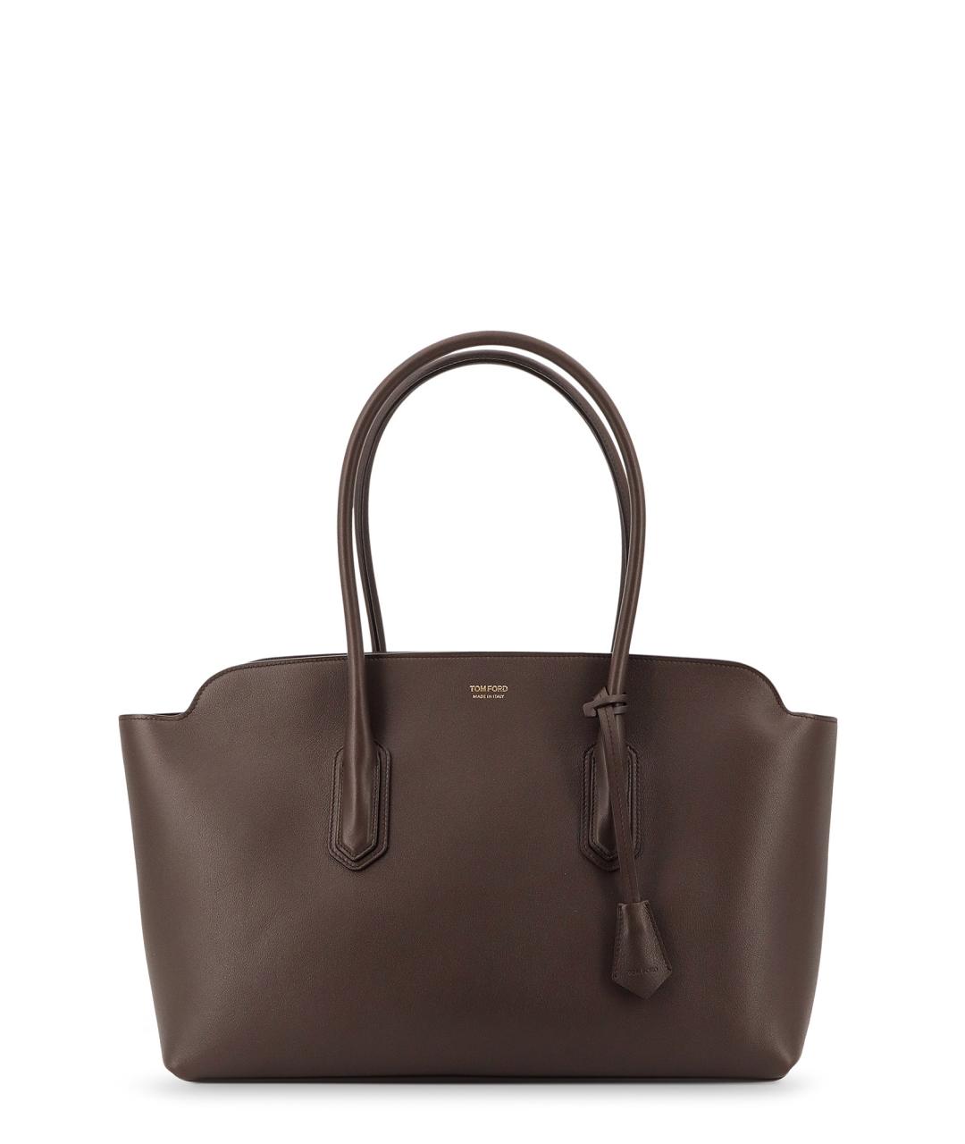 TOM FORD Коричневая кожаная сумка тоут, фото 1
