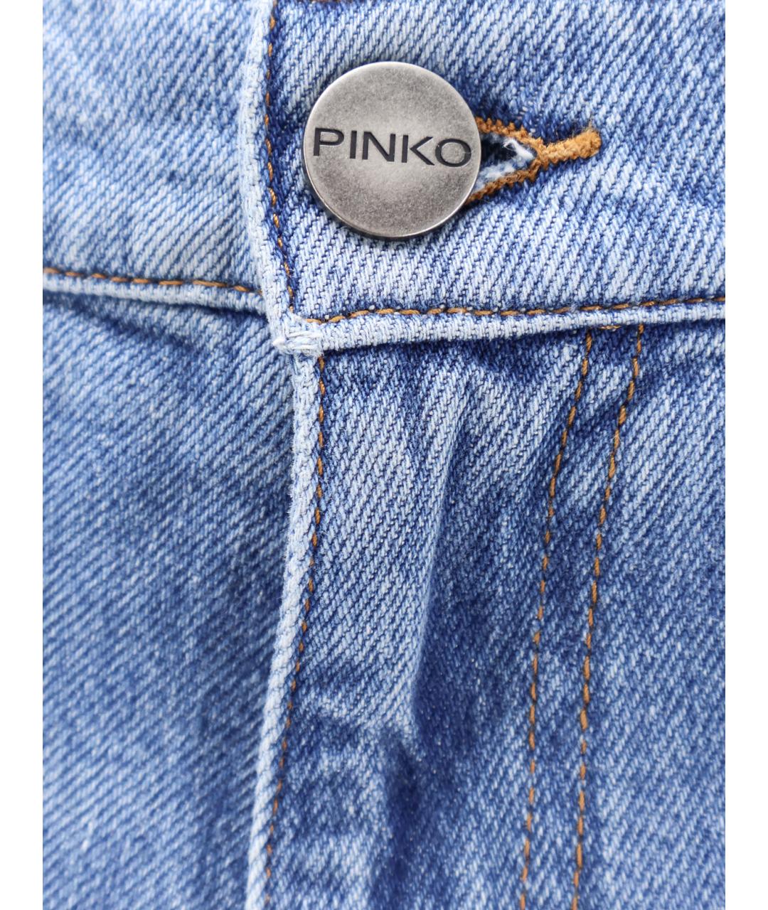 PINKO Синие хлопко-лиоцелловые прямые джинсы, фото 3