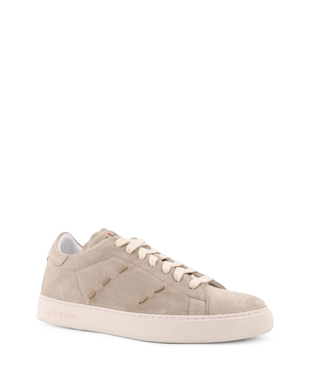 KITON Бежевые замшевые низкие кроссовки / кеды, фото 2
