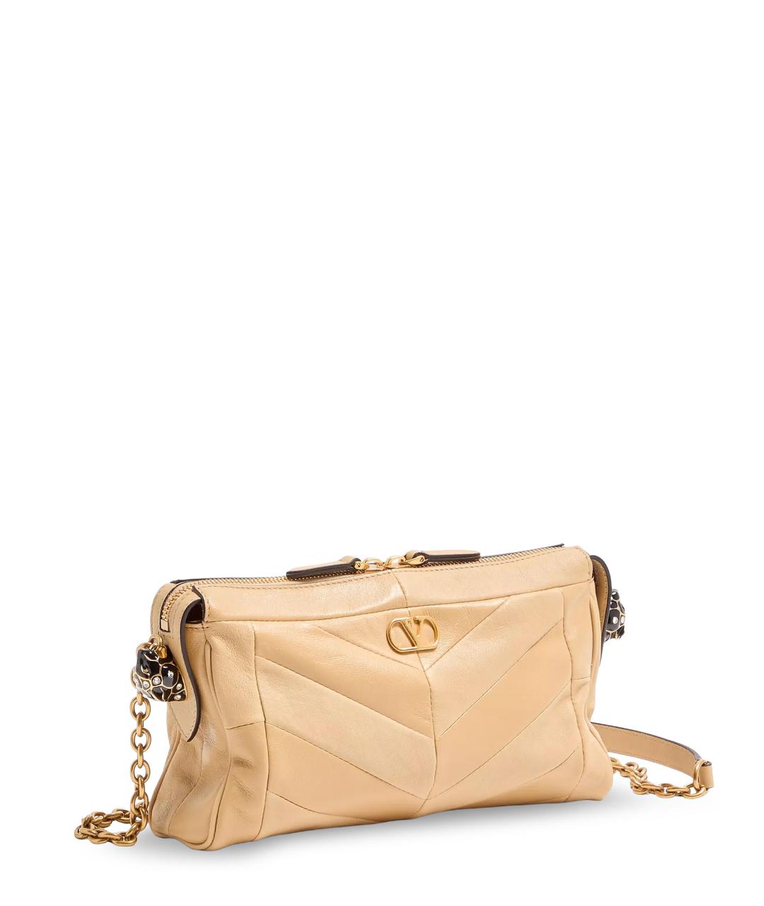 VALENTINO Золотая кожаная сумка через плечо, фото 3