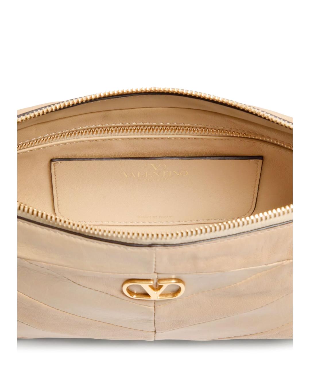 VALENTINO Золотая кожаная сумка через плечо, фото 4