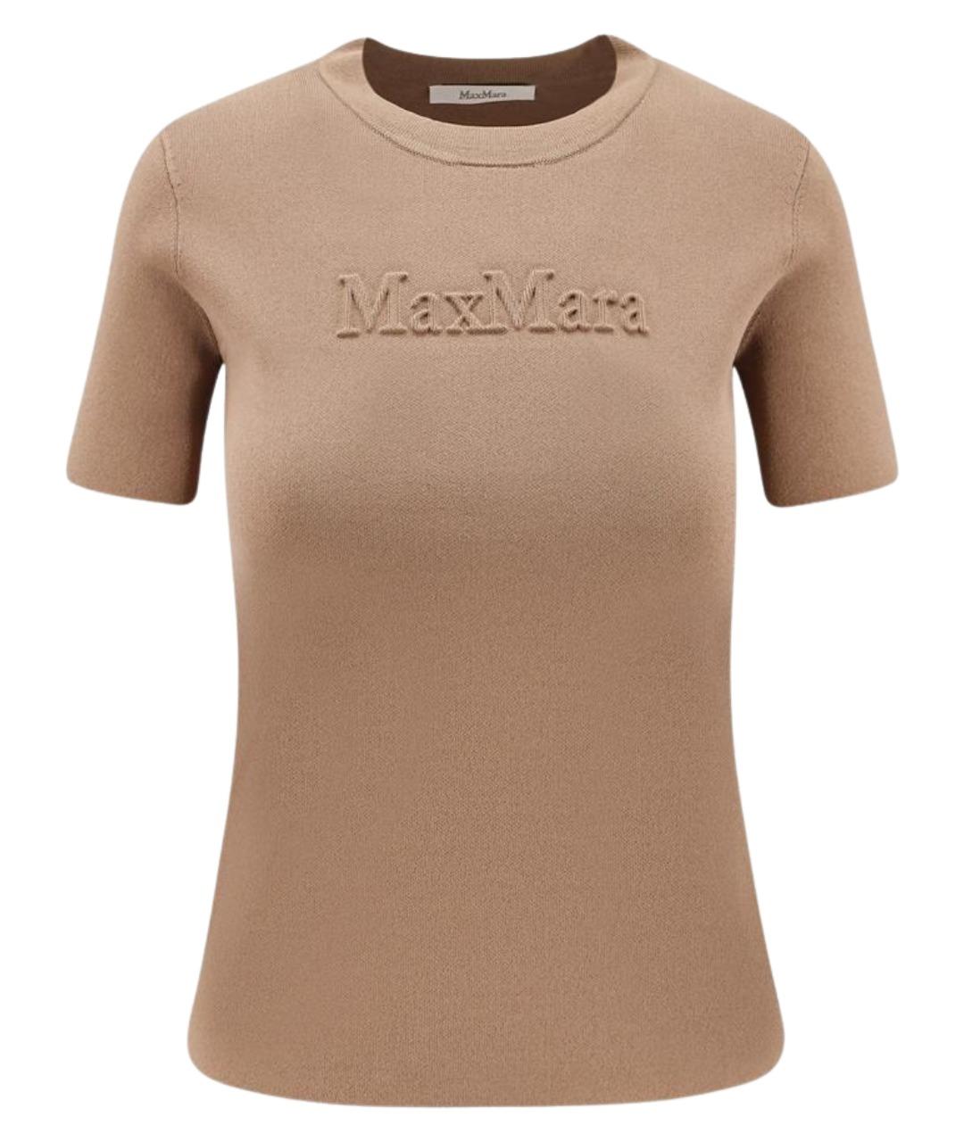 MAX MARA Коричневая вискозная футболка, фото 1