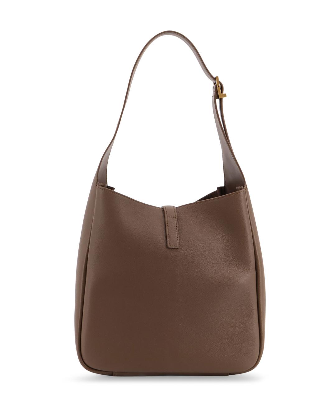 SAINT LAURENT Коричневая кожаная сумка через плечо, фото 2