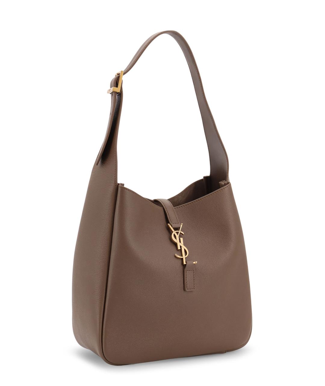 SAINT LAURENT Коричневая кожаная сумка через плечо, фото 3