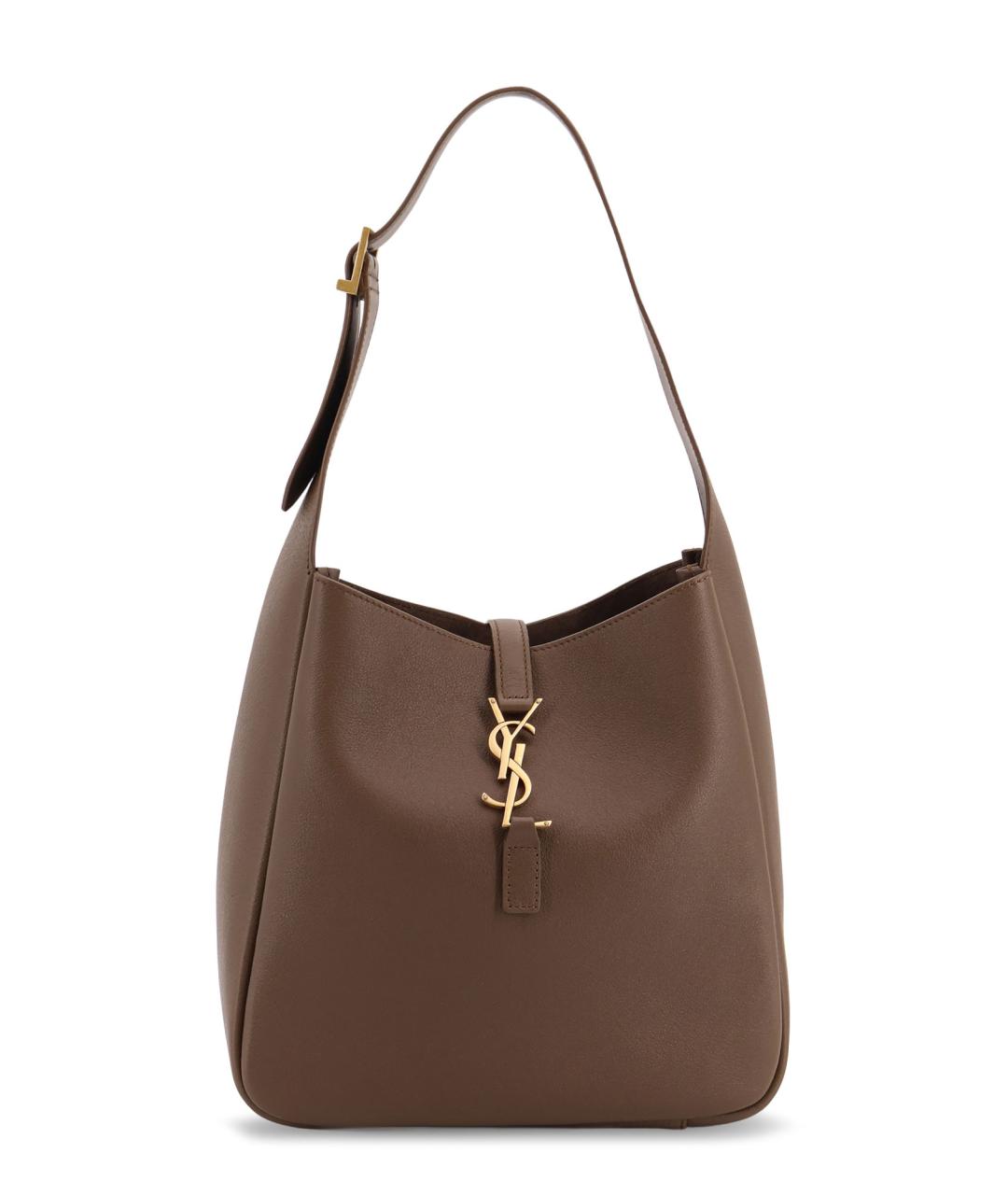 SAINT LAURENT Коричневая кожаная сумка через плечо, фото 1