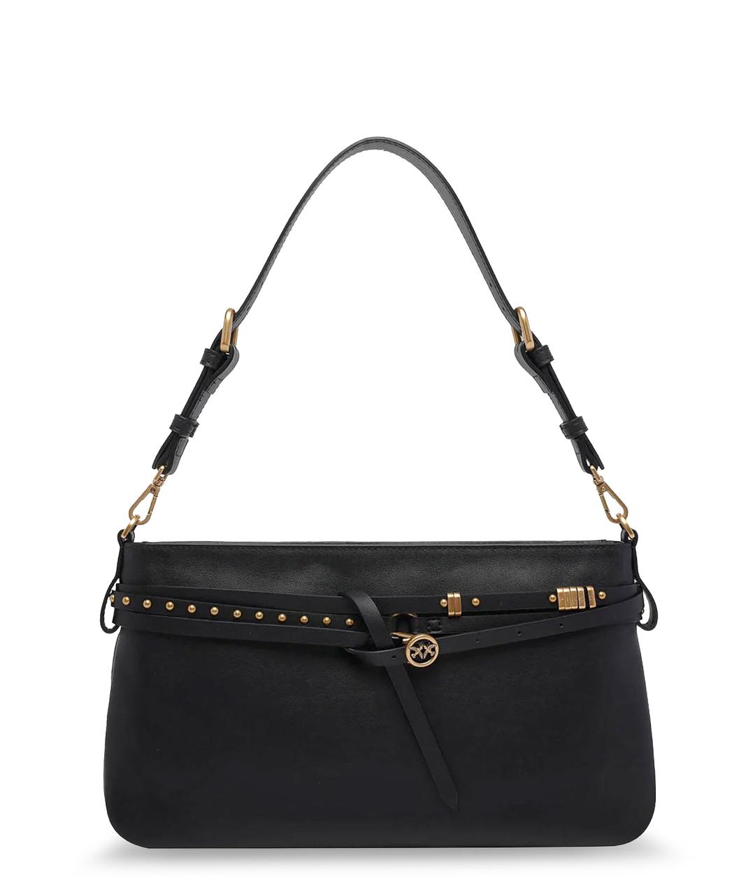 PINKO Черная кожаная сумка через плечо, фото 1