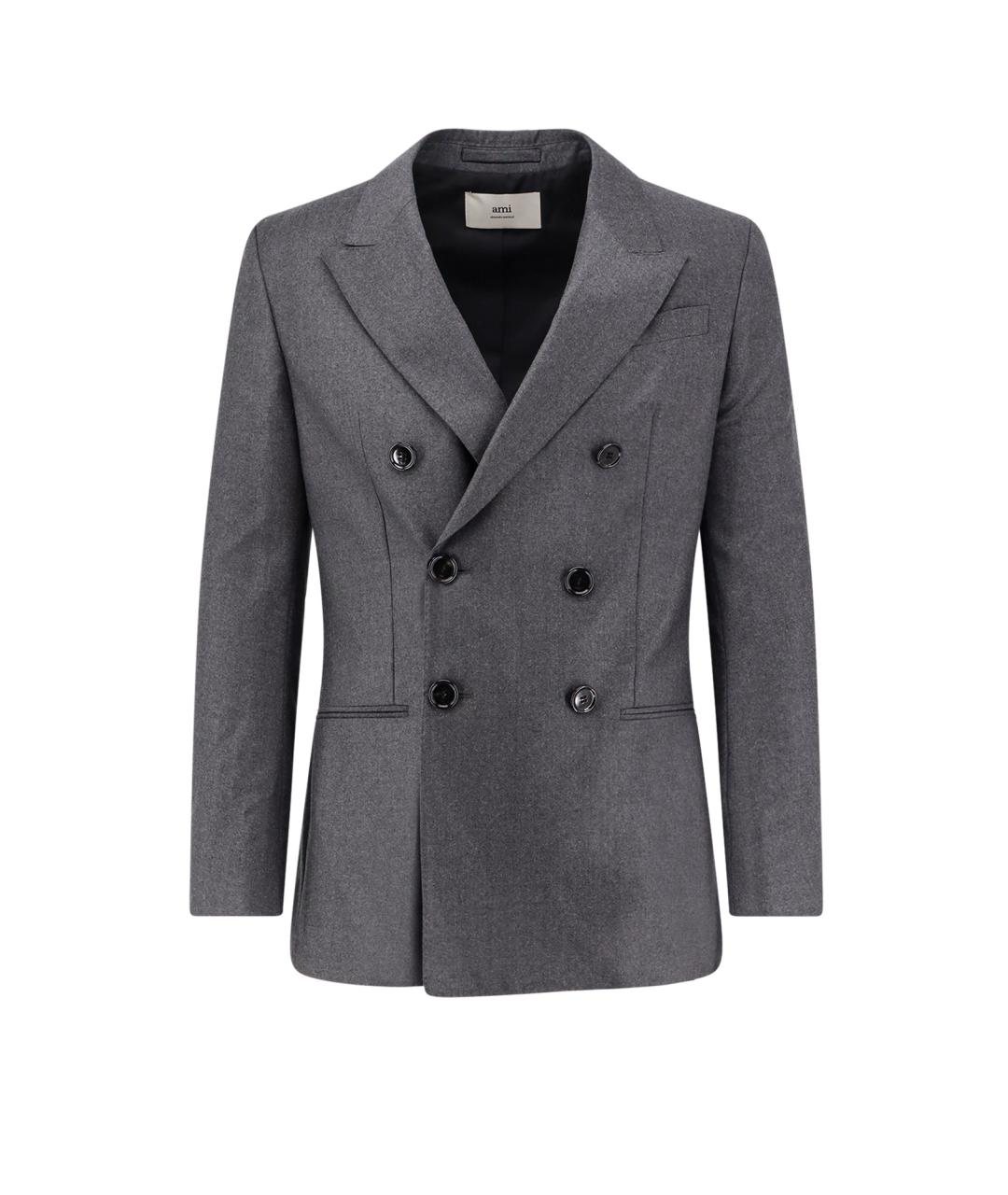 Ami Paris Серый шерстяной пиджак, фото 1