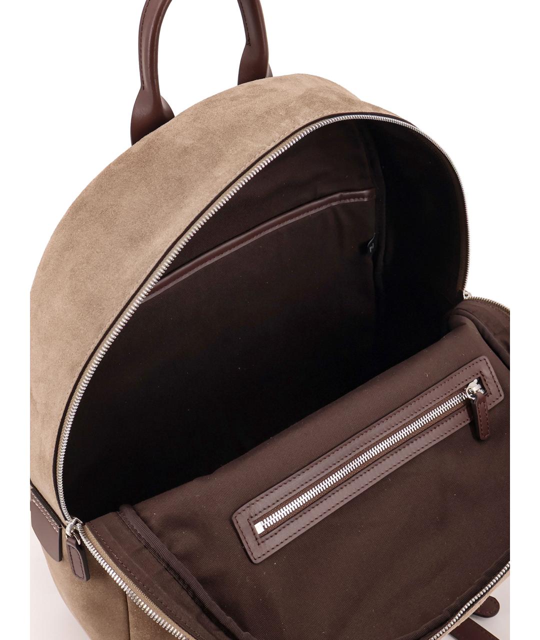 KITON Бежевый замшевый рюкзак, фото 4