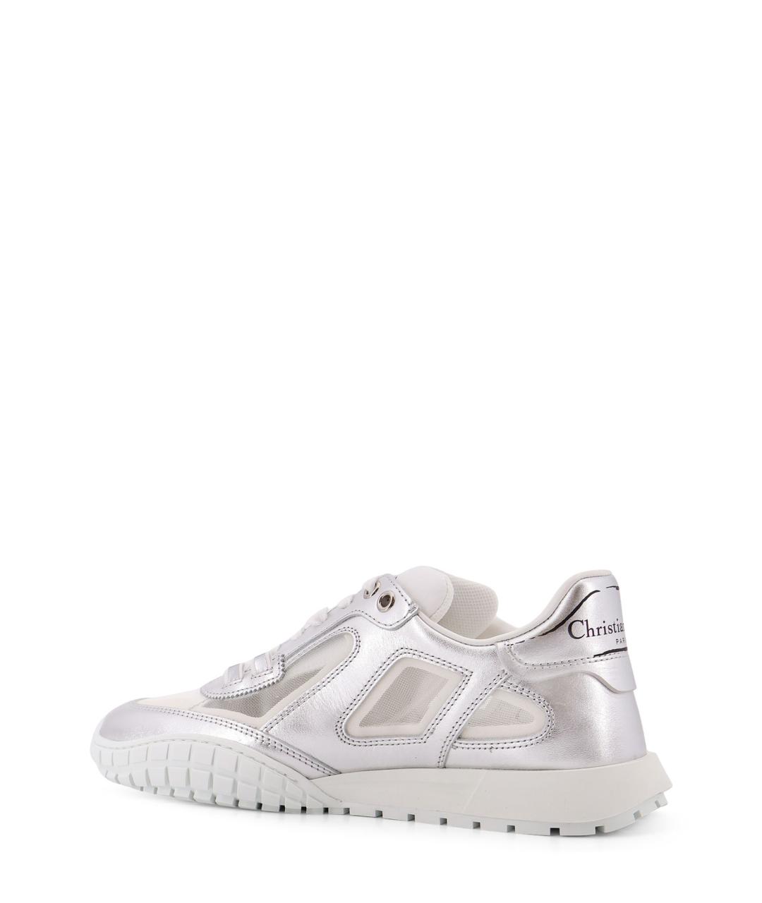 CHRISTIAN DIOR Серебряные кожаные кроссовки, фото 3