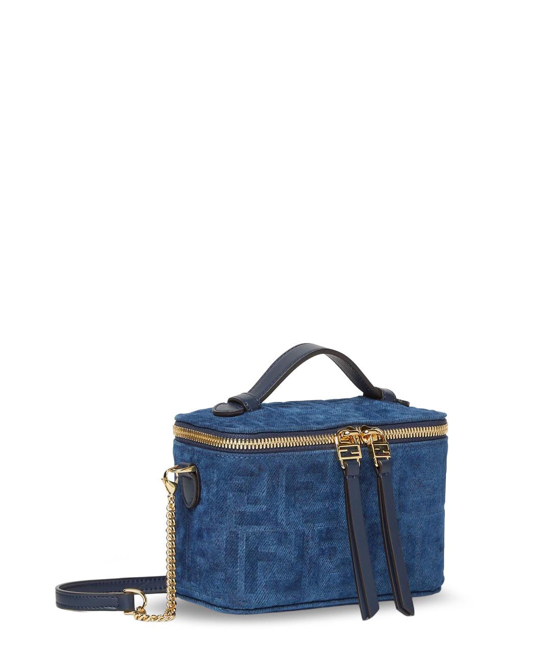 FENDI Синяя жаккардовая сумка тоут, фото 3