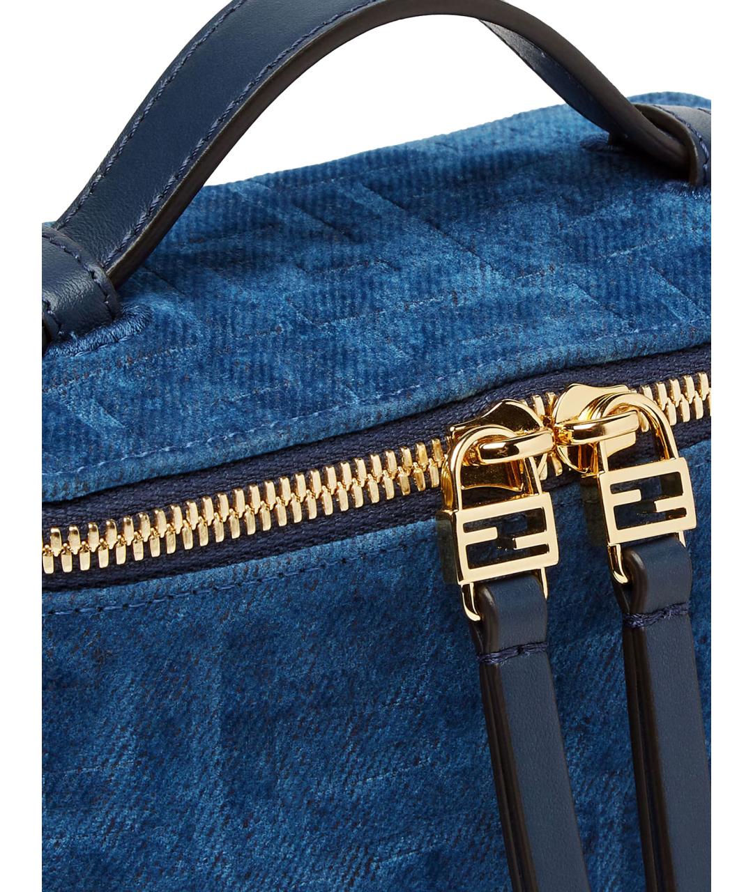 FENDI Синяя жаккардовая сумка тоут, фото 4