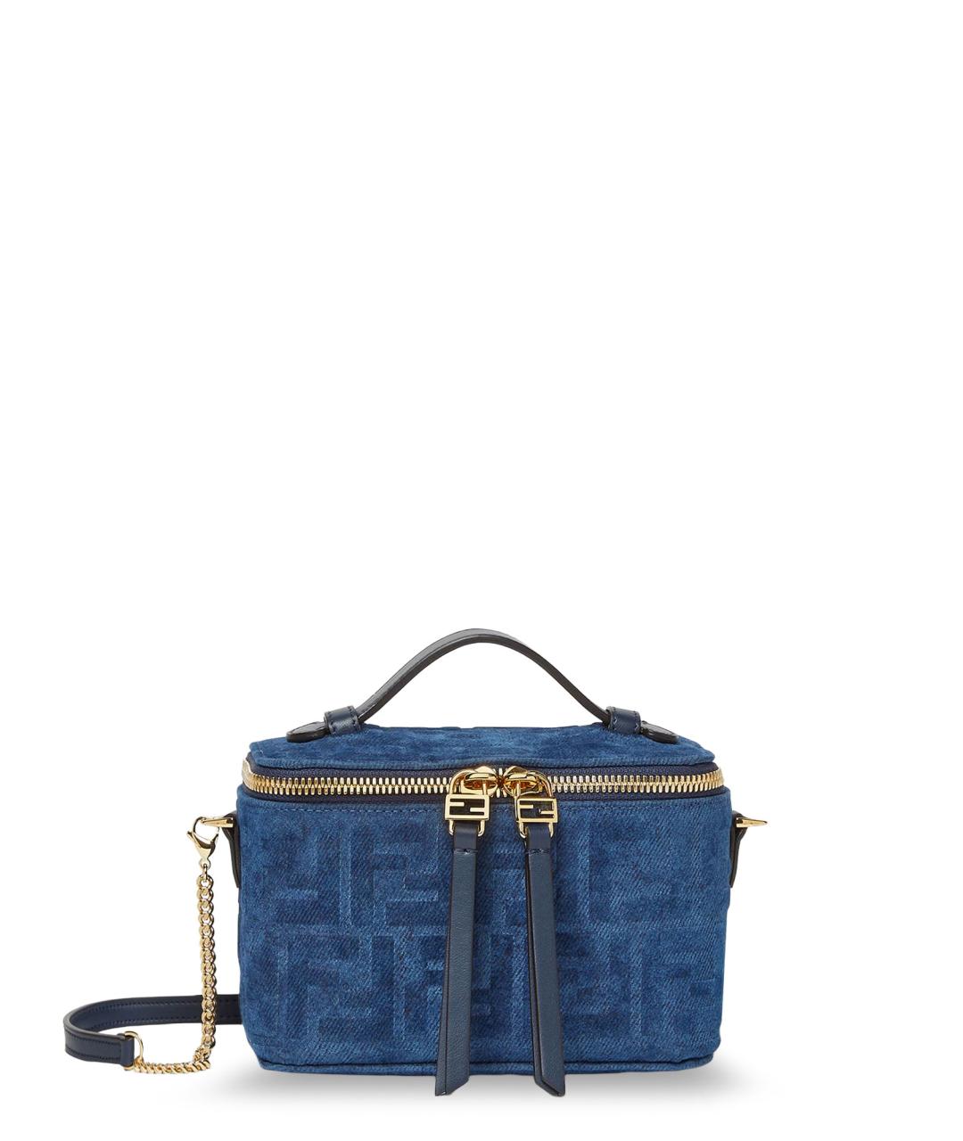 FENDI Синяя жаккардовая сумка тоут, фото 1