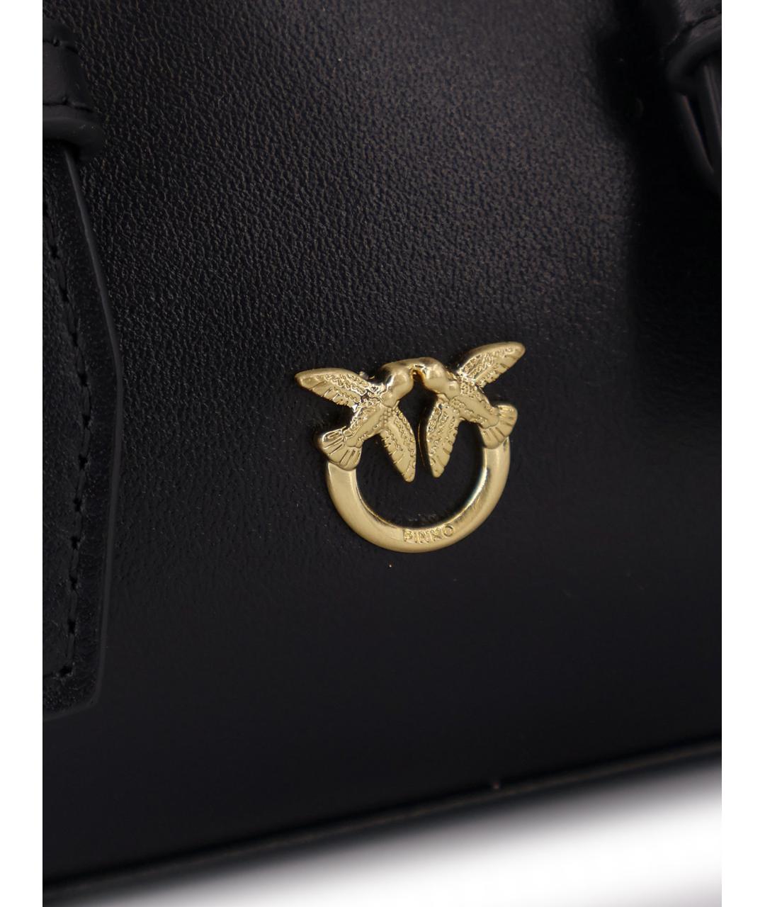 PINKO Черная кожаная сумка тоут, фото 5