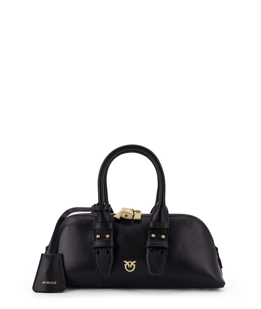 PINKO Черная кожаная сумка тоут, фото 1