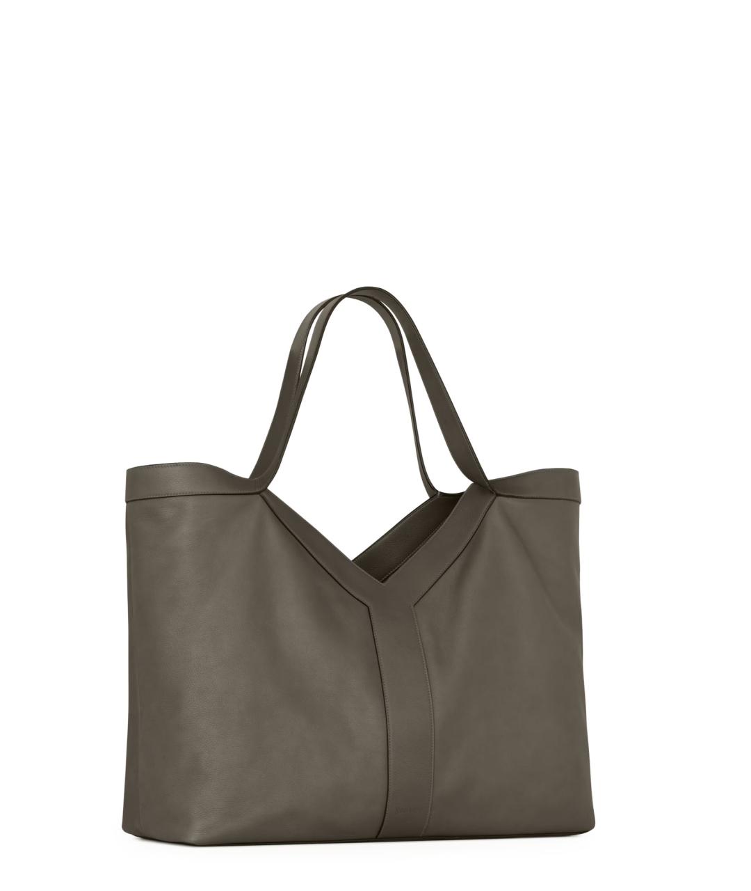 SAINT LAURENT Зеленая кожаная сумка тоут, фото 3