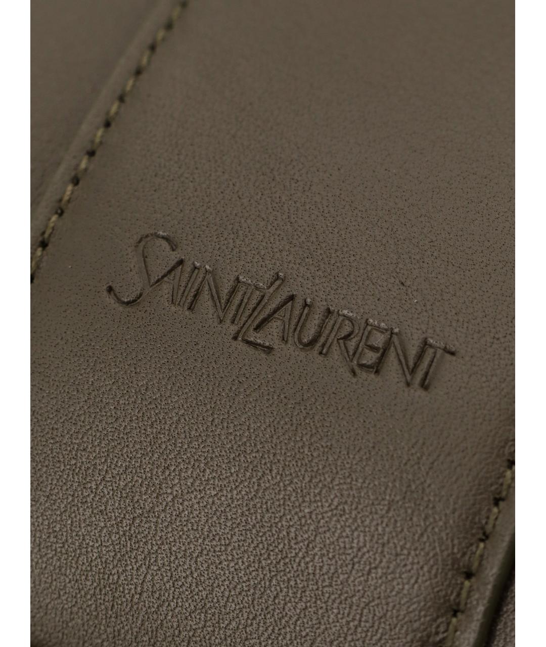 SAINT LAURENT Зеленая кожаная сумка тоут, фото 5