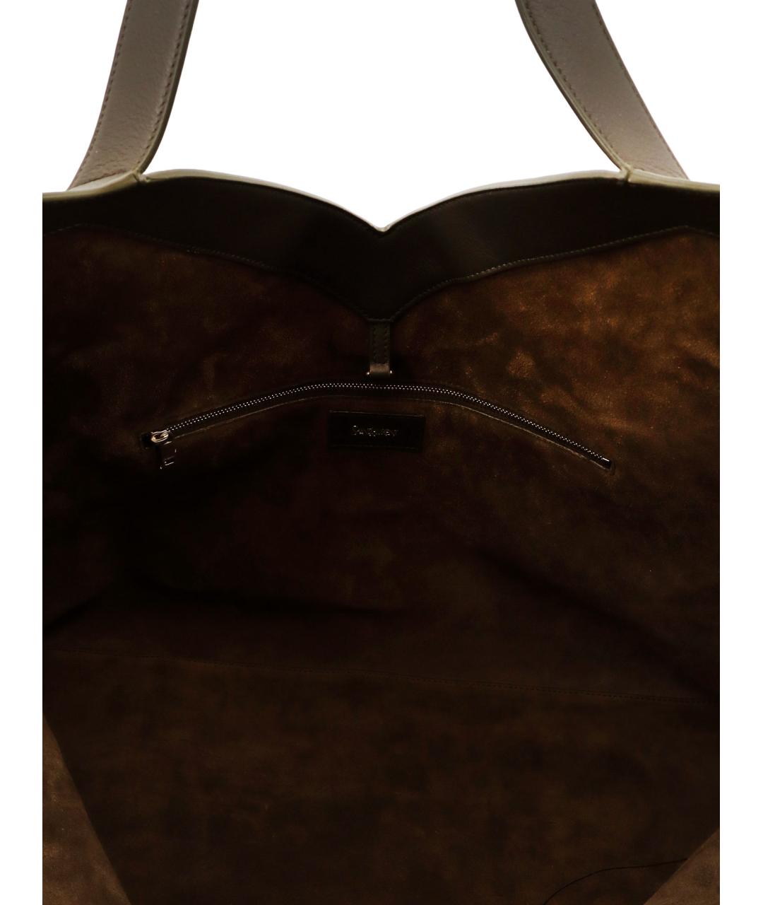 SAINT LAURENT Зеленая кожаная сумка тоут, фото 4