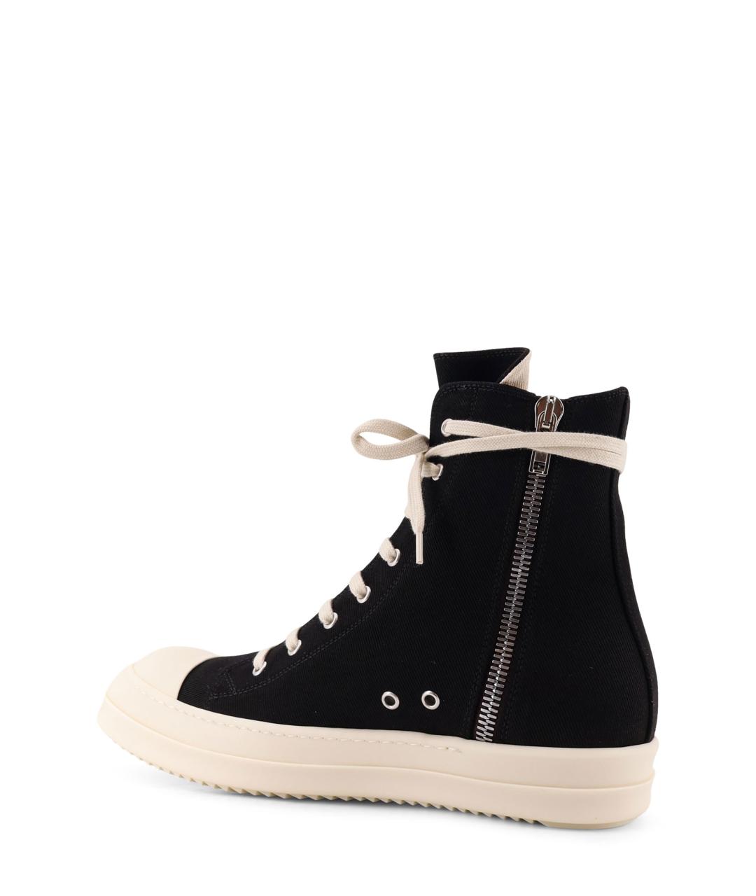 RICK OWENS DRKSHDW Черные текстильные высокие кроссовки / кеды, фото 3